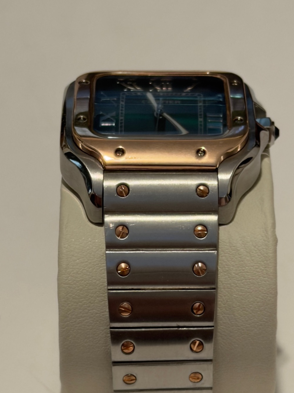 Cartier Santos Two Tone Watch Green Dial. - Picture 4 of 11